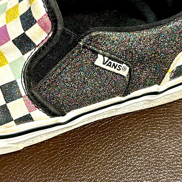 Kids checkerboard Vans, slip on - no tie - size 3 - glitter multicolor - Picture 4 of 11
